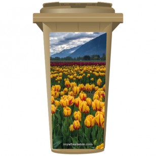 Yellow Tulips On A Cloudy Day Wheelie Bin Sticker Panel